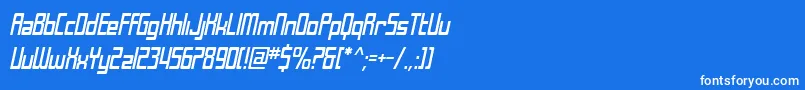 フォントSfLaundromaticCondensedOblique – 青い背景に白い文字