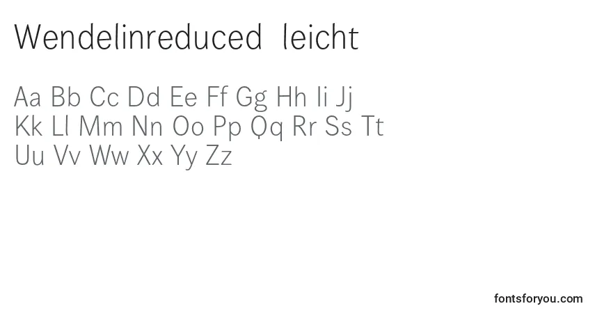 Czcionka Wendelinreduced45leicht – alfabet, cyfry, specjalne znaki
