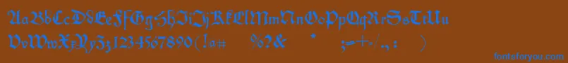 フォントKleinschwabach – 茶色の背景に青い文字