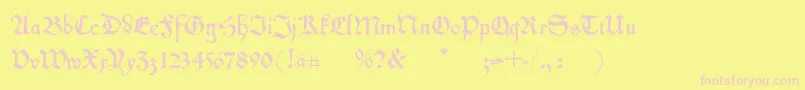 Kleinschwabach-fontti – vaaleanpunaiset fontit keltaisella taustalla