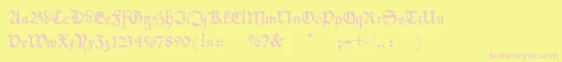 Kleinschwabach-Schriftart – Rosa Schriften auf gelbem Hintergrund