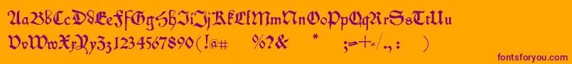 Kleinschwabach-fontti – violetit fontit oranssilla taustalla
