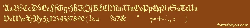 Kleinschwabach-fontti – keltaiset fontit ruskealla taustalla