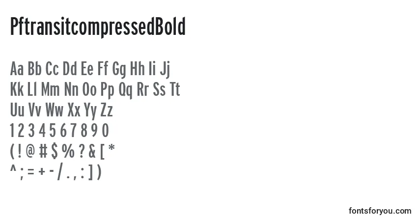 A fonte PftransitcompressedBold – alfabeto, números, caracteres especiais