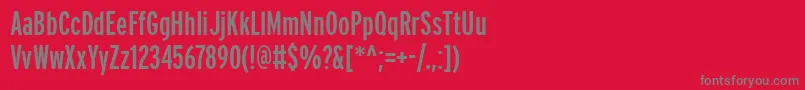 PftransitcompressedBold-Schriftart – Graue Schriften auf rotem Hintergrund