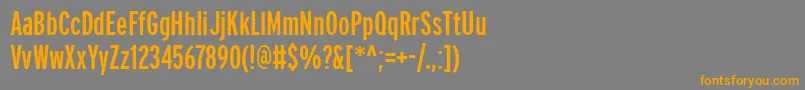 PftransitcompressedBold-Schriftart – Orangefarbene Schriften auf grauem Hintergrund