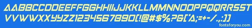 Strikefightercondital Font – Yellow Fonts on Blue Background