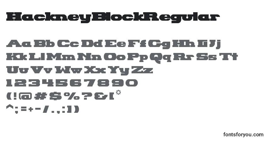Шрифт HackneyBlockRegular – алфавит, цифры, специальные символы