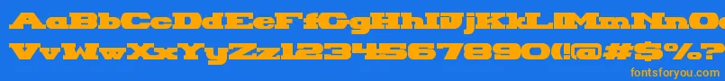 Weitere Informationen zur HackneyBlockRegular-Schriftart HackneyBlockRegular-Schriftart – Orangefarbene Schriften auf blauem Hintergrund