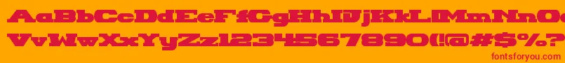 Fonte HackneyBlockRegular – fontes vermelhas em um fundo laranja
