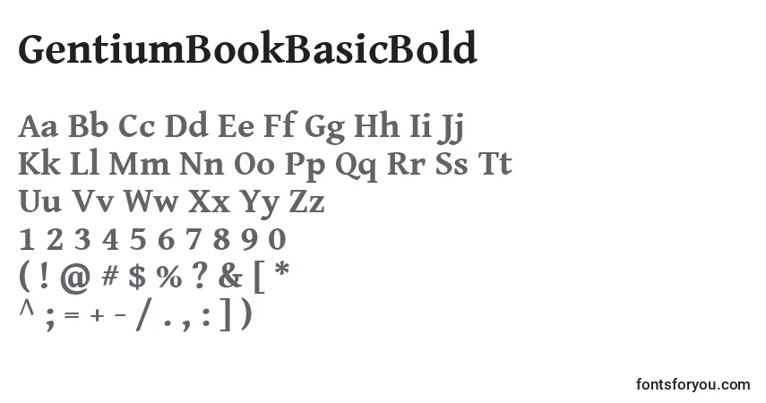 Schriftart GentiumBookBasicBold – Alphabet, Zahlen, spezielle Symbole