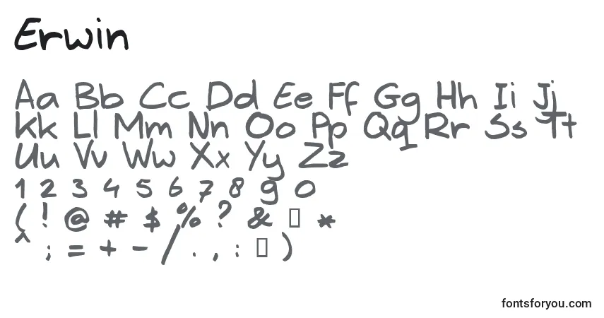 Schriftart Erwin – Alphabet, Zahlen, spezielle Symbole