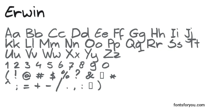 Erwinフォント–アルファベット、数字、特殊文字