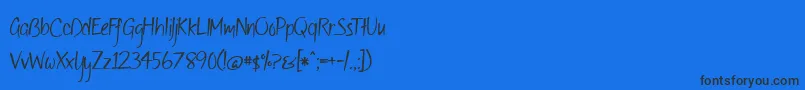 OfWildflowersAndWings2-Schriftart – Schwarze Schriften auf blauem Hintergrund