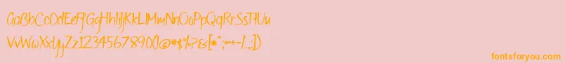 OfWildflowersAndWings2-Schriftart – Orangefarbene Schriften auf rosa Hintergrund