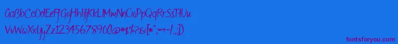 OfWildflowersAndWings2-Schriftart – Violette Schriften auf blauem Hintergrund