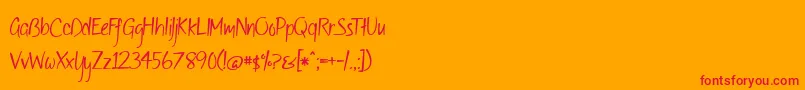 OfWildflowersAndWings2-Schriftart – Rote Schriften auf orangefarbenem Hintergrund