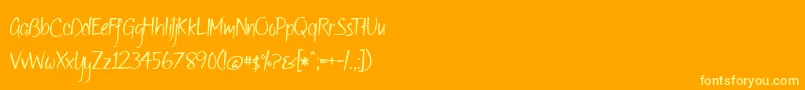 OfWildflowersAndWings2-Schriftart – Gelbe Schriften auf orangefarbenem Hintergrund