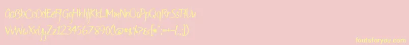 OfWildflowersAndWings2-Schriftart – Gelbe Schriften auf rosa Hintergrund