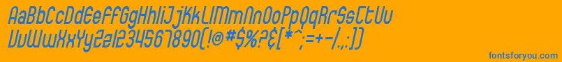 SfEccentricOpusCondensedOblique Font – Blue Fonts on Orange Background