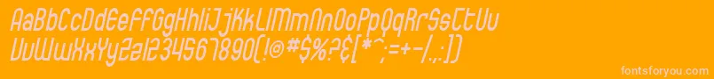 Fonte SfEccentricOpusCondensedOblique – fontes rosa em um fundo laranja