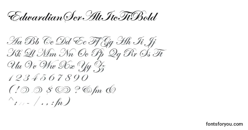 EdwardianScrAltItcTtBold Font – alphabet, numbers, special characters