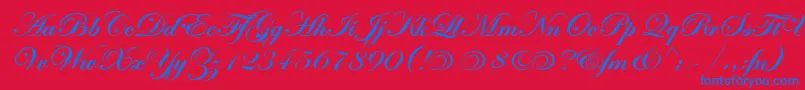 フォントEdwardianScrAltItcTtBold – 赤い背景に青い文字