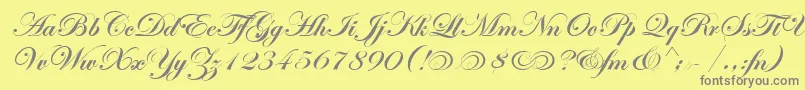 Weitere Informationen zur EdwardianScrAltItcTtBold-Schriftart EdwardianScrAltItcTtBold-Schriftart – Graue Schriften auf gelbem Hintergrund