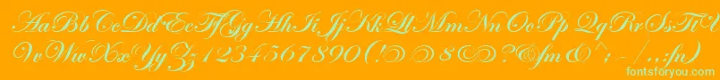 EdwardianScrAltItcTtBold-Schriftart – Grüne Schriften auf orangefarbenem Hintergrund