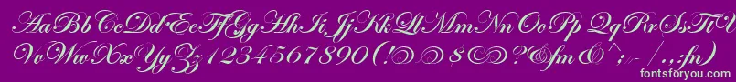 EdwardianScrAltItcTtBold Font – Green Fonts on Purple Background