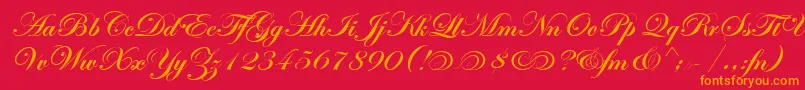 EdwardianScrAltItcTtBold Font – Orange Fonts on Red Background