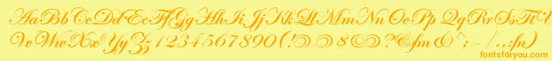 EdwardianScrAltItcTtBold Font – Orange Fonts on Yellow Background