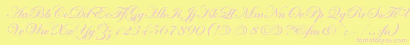 EdwardianScrAltItcTtBold-Schriftart – Rosa Schriften auf gelbem Hintergrund