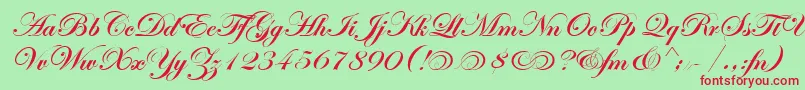 EdwardianScrAltItcTtBold Font – Red Fonts on Green Background