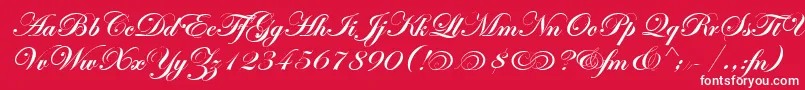 Шрифт EdwardianScrAltItcTtBold – белые шрифты на красном фоне