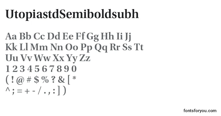 Czcionka UtopiastdSemiboldsubh – alfabet, cyfry, specjalne znaki