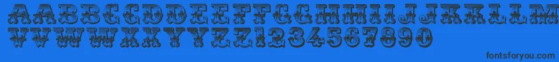 Шрифт Romantiques – чёрные шрифты на синем фоне