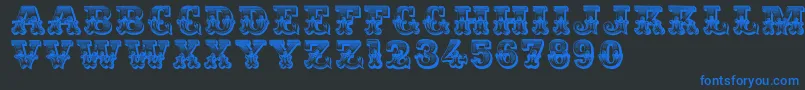 Шрифт Romantiques – синие шрифты на чёрном фоне