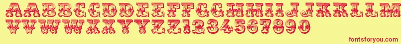 Romantiques Font – Red Fonts on Yellow Background