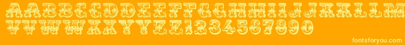 Romantiques Font – Yellow Fonts on Orange Background