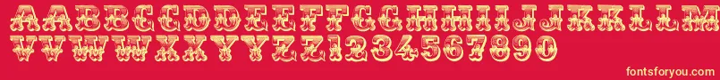 Romantiques Font – Yellow Fonts on Red Background