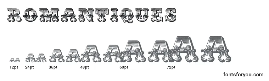 Размеры шрифта Romantiques (27854)