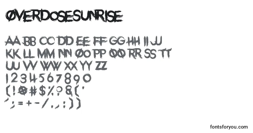 Fuente OverdoseSunrise - alfabeto, números, caracteres especiales