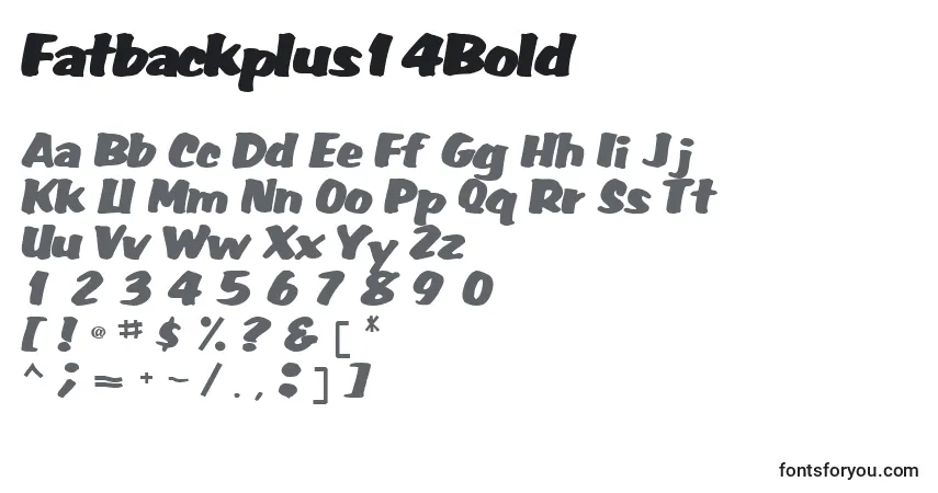 Czcionka Fatbackplus14Bold – alfabet, cyfry, specjalne znaki