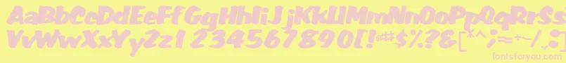 Fatbackplus14Bold-Schriftart – Rosa Schriften auf gelbem Hintergrund