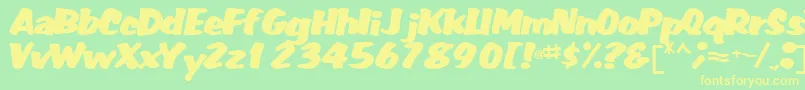 Fonte Fatbackplus14Bold – fontes amarelas em um fundo verde