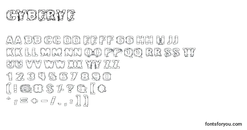 Schriftart Cyberye – Alphabet, Zahlen, spezielle Symbole