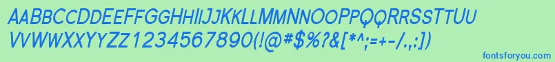 Police FlorencesansScCondBoldItalic – polices bleues sur fond vert