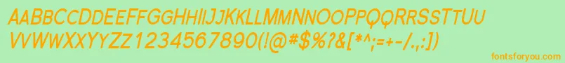 FlorencesansScCondBoldItalic Font – Orange Fonts on Green Background