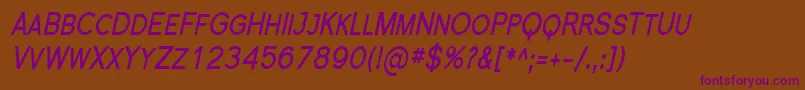 FlorencesansScCondBoldItalic Font – Purple Fonts on Brown Background